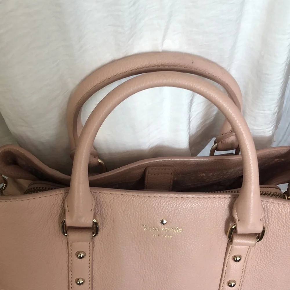 KATE SPADE Larchmont Ave pale pink satchel w/ gold hardware 3 sections crossbody
